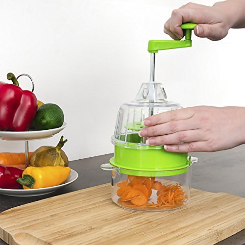 Relaxdays 10018963 Spiralschneider 2-in-1 für Gemüse- und Obstspaghetti 2 integrierte Messer, grün - 2