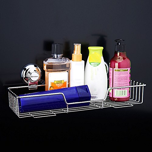 Homdox Edelstahl-Saugnäpfe Badezimmer Cddies Rechteck Dusche-Wand-Regale Küche-Speicher-Korb - 4