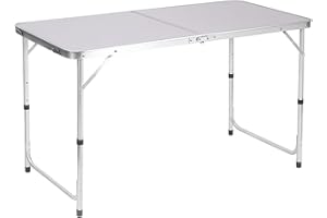 Thrink Heavy Duty Folding Table – 3 Height Adjustable Portable Aluminium Camping & Picnic Table with Carry Handle, Durable Fire-Resistant MDF Top – Perfect for Indoor & Outdoor Use, 4FT x 2FT