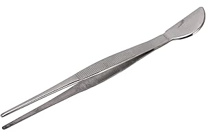 BAOFUYA Gartenpinzette, Bonsai-Pinzette aus Edelstahl, Lange Pinzette mit Halbmond-Spachtelkopf für Topfbonsai, Lockerung des Bodens, Hobeln von Gras (Gerade)