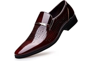 SPRIFLORAL Mens Loafers Fashion Lace-ups Leather Pointed Toe Slippers Comfy Slip-on Business Dress Flats Breathable Driving Shoes