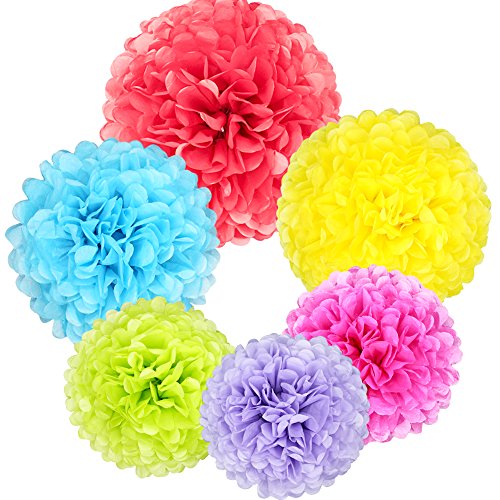 Coceca 18er Papier Pompoms Tissue PomPon 35.5cm, 30cm, 25.4 cm, geeignete Dekoration fuer die Geburtstagsfeier, die Hochzeit und die Babyparty