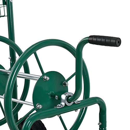 [pro.tec] Metall Schlauchwagen (XL) Profi (Anschlüsse: 3/4 Zoll) (Farbe: grün) – Abrollen in 90° zur Fahrtrichtung - 4