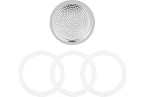 Sivaphe Espresso Maker Replacement Parts for Aluminum Moka Pot, Includes 1 Filter and 3 Silicone Gasket Seals