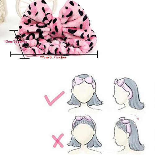 yocome Frauen Mädchen Dusche Haar Gummi Band Haarband türkis Herz Schleife Schleife für Dusche Make-up pink white dots - 3