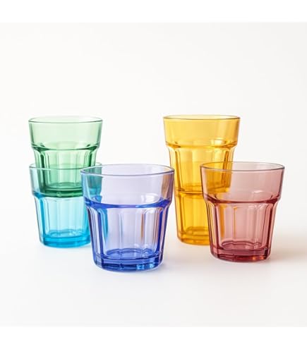 Set Di 6 Bicchieri In Vetro Colorato - Modello Anna - Multicolore - Per Acqua E Bevande - Foto 2