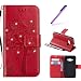 Produktbild Für Samsung Galaxy J1 Ace Hülle Silikon,Galaxy J1 Ace Hülle Leder,Galaxy J1 Ace Hülle Flip Case,EMAXELERS Flip Hülle Ledertasche Schutzhülle Case Tasche für Samsung Galaxy J1 Ace,Galaxy J1 Ace Hülle Glitzer Bling Diamant Wishing Tree Muster PU Leder Leather [Standfunktion Feature] Brieftasche Hülle Wallet Case Flip Cover Hüllen Etui Lederhülle mit Kredit Kartenschlitz für Samsung Galaxy J1 Ace SM-J1 Ace 4.3-Inch,Red Wishing Tree with Diamond