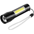 Gadget Hero's Pocket Q5 LED Flashlight Torch + COB Sidelight with Adjustable Zoom Beam & Water-Resistant. (1)