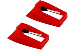 SIXYEAR Puntine per Giradischi, Ago per Giradischi, Aghi per Giradischi, Puntine Giradischi Universali, per Fonografi LP Giradischi in Vinile, Rosso, 2 Pezzi