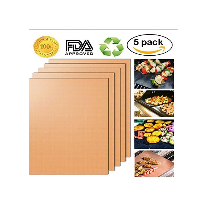 Grill Matte Bbq Kochmatte Non Stick Satz Von 5 Fda Genehmigt Leicht Zu Reinigen Backmatte Wiederverwendbare Splmaschine Safe 16 X 13 Zoll Am Besten Fr Gas Holzkohle Elektrische Grill Grill