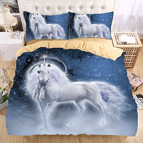 Starry sky Unicorn 3D Bedding Set Print Duvet cover set Beautiful pattern Real effect lifelike bedclothes High-quality (single)