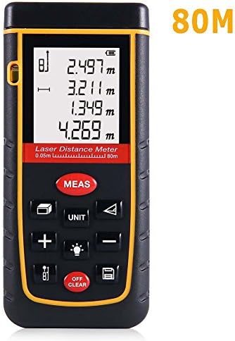 XSMeterHouse 262 Feet/80 Meters Digital Laser Distance Meter Rangefinder Measuring Tester Layout Tool with LCD Backlight Display