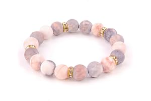 YIWEIYA 10mm Natural Stone Bracelet for Women Lovely Beaded Bracelet with Crystal For Women's Gifts Birthday Mother's Day Gifts (with gift box)