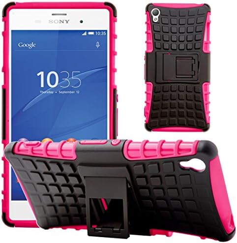 Xperia Z3 Case, G-Shield Shockproof Tough Dual Layer Hybrid Case With [Built-in Kickstand] [Shock Absorption] [Impact Protection] [Rugged Armour] Cover For Sony Xperia Z3 - Hot Pink