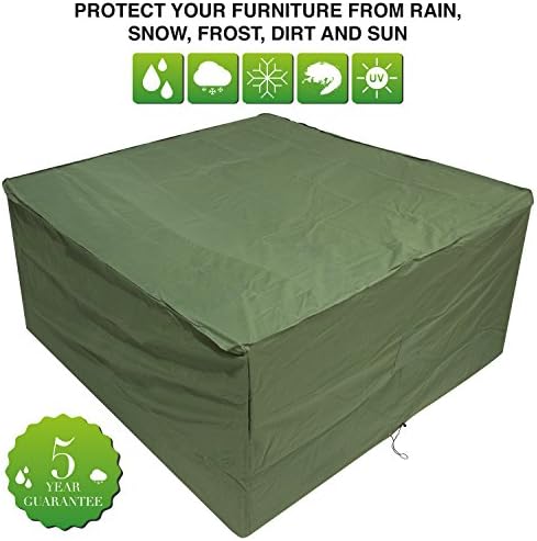 Oxbridge Green Medium Patio Set/Oval/Rectangle Table Cover Garden Outdoor Furniture Cover 2.1m x 1.93m x 0.97m/6.8ft x 6.3ft x 3.2ft 5 YEAR GUARANTEE