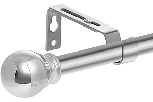 POSKENA 16mm Curtain Poles for Eyelet Curtains, Curtain Rod 67-227cm with Round Finials for Living Room, Kitchen, Bedroom, Window