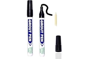 QUWEM 2Pcs Grout Pen,Black Tile Paint for Tiles Bathroom Designed for Restoring Tile Grout in Wall Floor Bathrooms Kitchens