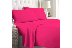 LARA MORADA - Set Completo Lenzuola Matrimoniali, 100% Cotone, Made in Italy, Tinta Unita, per Letto Matrimoniale 2 Posti, Fuxia