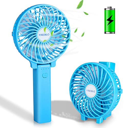 NEEGO Mini Ventiladores de Mano USB Ventilador de Mano Recargable Portátil Ventilador Plegable Mini Ventilador para Niños Ventiladores con 3 Velocidades para Oficina/Camping/Viajes/Exterior (Azul)