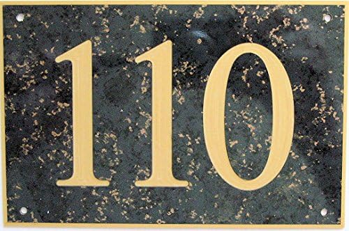 Engraved Acrylic House Numbers 6" x 4" Charcoal with gold fleck