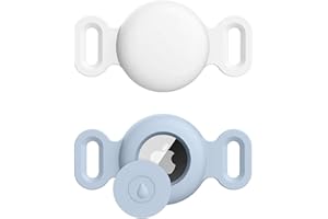 OUMIDA AirTag Cane & Gatti Collare per Apple,2 Pezzi Porta Air Tag Animale Cover Protettiva GPS Tracking Finder Accessories Anti-perso Custodia Impermeabile (Denim Blu+Grigio Bianco,Piccolo)