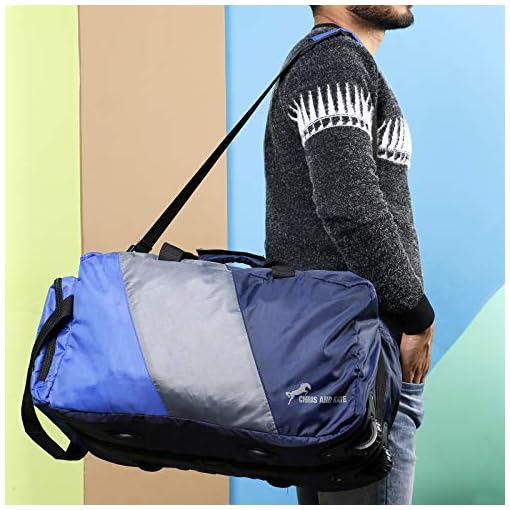 Chris & Kate Polyester Blue 50 litres Travel Foldable Spacious Duffle Bag with Wheels Lightweight Trolley Bag with Space Saver Self Storage Luggage Bag-203 - Image 8