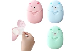 OPIURVY 3 PZ Scatole Sapone di Carta USA e Getta Portatile Mini Carta Sapone con Scatola di Plastica (150 Fogli in Totale) per Lavaggio a Mano Escursionismo Viaggio e Altre Aattività all'Aperto
