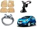 Auto Pearl Premium Quality Car Accessories Combo of Car Floor Foot Mats 3D Beige. & Full Steel Towing Tow Cable 2000kgs 6mm Heavy Duty 4Mtr. & Universal Car Windshield Mount Holder Mobile Stand. RS.1885.00