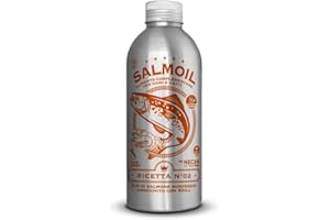SALMOIL by NECON PET FOOD Ricetta 2, Alimento complementare / Cibo per Cani e Gatti a Base di Olio di Salmone Norvegese e Krill da 950 ml, Ricco di Vitamina E, Omega3, No Conservanti, Made in Italy