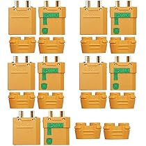 5 Paires Connecteurs XT90 Mâle/Femelle – Cuivre Or, Thermorétractable, Pour Batterie LiPo RC Drone Avion Voiture
