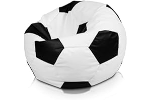 ‎ECOPUF Ecopuf Fußball Sitzsack XL – bequemes Gaming-Sitzkissen aus Kunstleder mit EPS-Perlenfüllung und reißfesten Nähten, ideal für Fußballfans, Kinder & Erwachsene