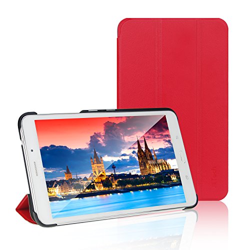 JETech Gold Slim Fit Galaxy Tab 4 7.0 (T230/T231/T235) Hülle Schutzhülle Tasche mit Ständer Funktion für Samsung Galaxy Tab 4 7 Zoll Smart Case Cover (Rot)