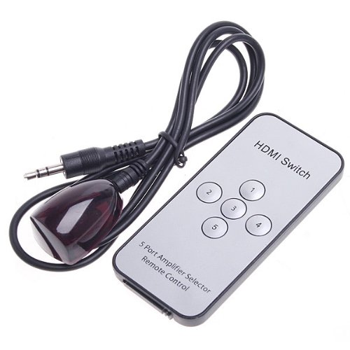 Andoer Mini 5 Anschluß 1080P Video HDMI Splitter Switch Umschalter Verteiler Adapter mit IR Fernbedienung - 4