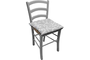 Russo Tessuti 6 Cuscini Sedie Cucina Coprisedia Imbottiti Laccetti Fantasia Ghirigori B&A-Grigio