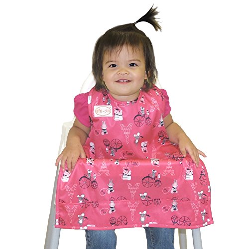 BIB-ON, A New, Full-Coverage Bib and Apron Combination for Infant, Baby, Toddler Ages 0-4+. One Size Fits All! (French Mice)