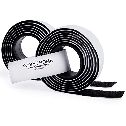 Purovi® 1m Klettband selbstklebend, Flausch & Haken, 20mm breit, schwarz