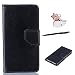 Produktbild Microsoft Lumia 650 Hülle, Nokia N650 Schutzhülle Leder Hülle, Alfort 3 in 1 Flip Wallet Fashion Design Dual Use Falten Premium PU Leder Tasche Case Cover Folio Mappen Kasten Abdeckung für Microsoft Lumia 650 / Nokia N650 5.0" Smartphone Funktion Unterstützte Telefone ( Schwarz ) + Netter Staub Stecker + Alfort Schwarz Stylus Pen