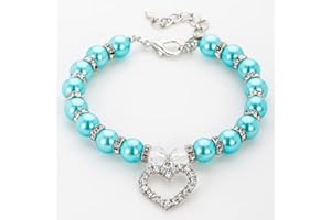 RayMinsino Pet Supplies Pearl Necklace Love Diamond Pendant Pet Collar Cat and Dog Jewelry