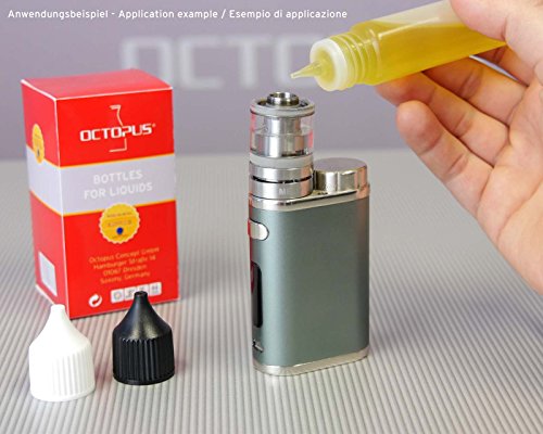 10 x 30 ml LDPE Kunststoffflaschen zum Befüllen von E-Zigaretten E-Liquids, Stiftflaschen / PEN Bottles / Liquidflaschen m. weißen Deckeln, im Hosentaschenformat / Pocket Style inkl. 10 Beschriftungsetiketten - 3