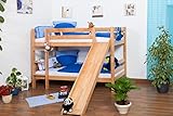 kinderbett buche geölt Rollroste inklusive Kinderbett Etagenbett Jonas Buche Vollholz natur massiv mit Rutsche inkl. Rollrost - 90 x 200 cm, teilbar, Aktionsversion