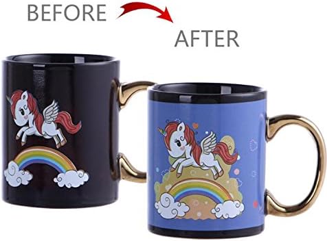 Colour Changing Unicorn Mug, Heat Sensitive Magic Rainbow Horse Coffee Mugs , Gift Cup For Wife &amp; Women, Valentine's Day present idea