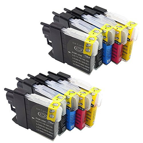 Generisches Kompatible Tintenpatrone als Ersatz für BROTHER LC1100BK LC1100C LC1100M LC1100Y ( 4x Schwarz, 2x Cyan, 2x Magenta, 2x Gelb, 10er-Pack)