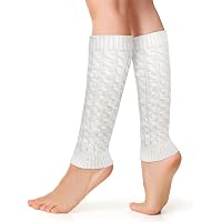 Par De Calentadores De Piernas De Punto Blancos Elásticos Para Mujeres Y Niñas - Danza, Yoga E Invierno
