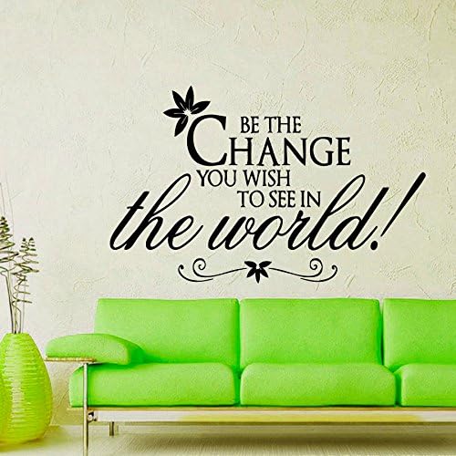 DecorRooms Wall Decals Be The Change You Wish To See In The World Quote Decal Family Vinyl Sticker For Home Decor