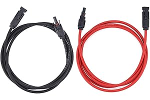Bemodst Solar Panel Extension Cable - 1M/2M/3M M-C-4 Solar Panel Cable 6mm² PV Wire (Black Cord + Red Cord) with Female and Male Connector for Solar Panels, Photovoltaic Systems (2M/6.5FT)