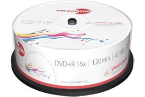 Primeon DVD+R 4.7GB/120min/16x Cakebox, photo-on-disc, Inkjet Full Size Printable Surface (25 Disc)