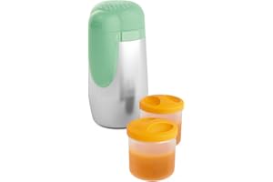 Chicco Biberón y Comida para bebés de Acero Inoxidable Stay Warm con 2 recipientes, Termo para Alimentos y Bebidas, Mantiene la Temperatura hasta 5 Horas, Termo sin BPA, 0+ Meses