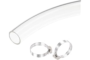 sourcing map PVC Transparente Vinilo Tubo, 25mm (1") DI 30mm (1 3/16") DE 3.3 pies Plástico Tubería Aire Agua Manguera Con Abrazaderas