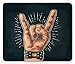 Produktbild WYICPLO Rock and Roll Mouse Pad, Devil Horns Gesture Hard Rock Festival Show Time Concert Graphic, Standard Size Rectangle Non-Slip Rubber Mousepad, Dark Petrol Blue Peach