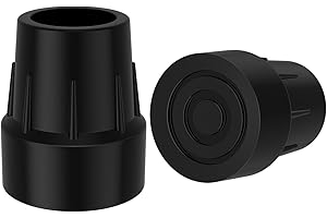 supregear 2 X 25mm 1" Heavy Duty Rubber Ferrules for Walking Stick, Cane Rubber Ends, Cane Tips, 1-inch Zimmer Frames Caps, Black